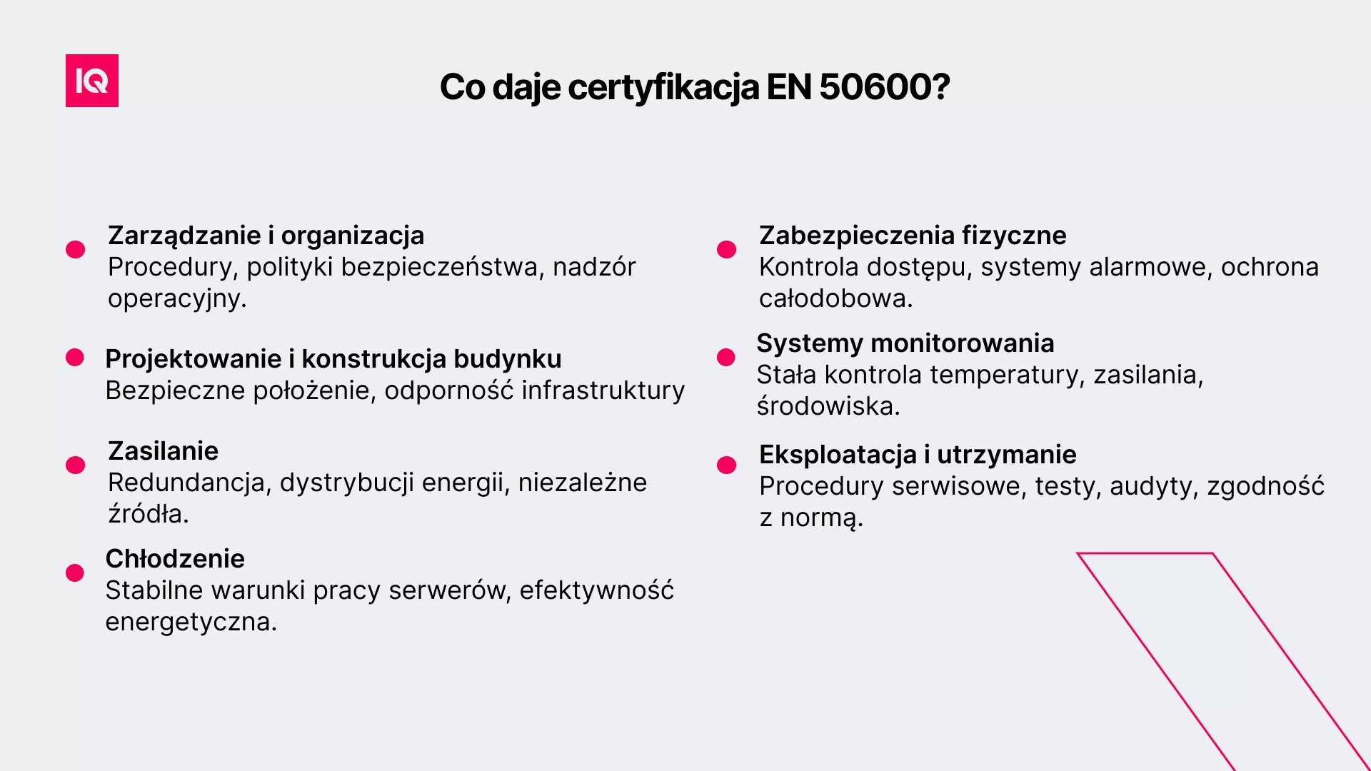 Co daje certyfikacja EN 50600 Co daje certyfikacja EN 50600